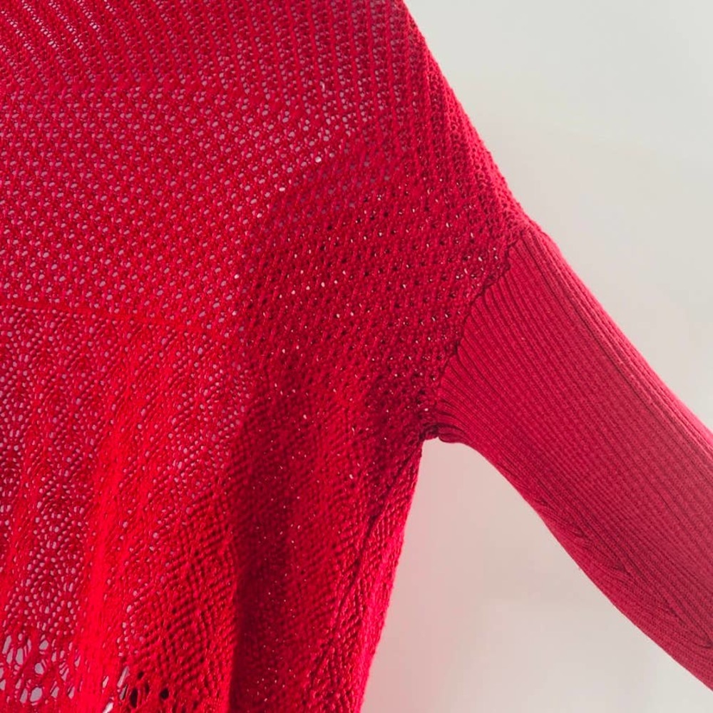 Eileen Fisher Red Silk Blend Knit Open Front Cardigan Sweater Size S - Picture 11 of 13